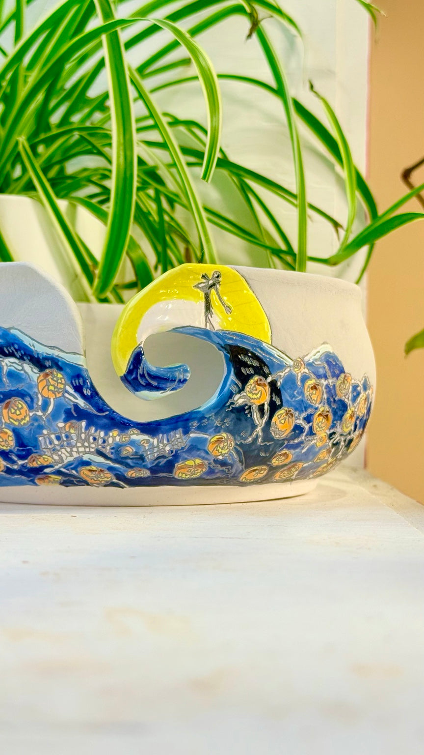 Nightmare Before Christmas yarn bowl before final firing
