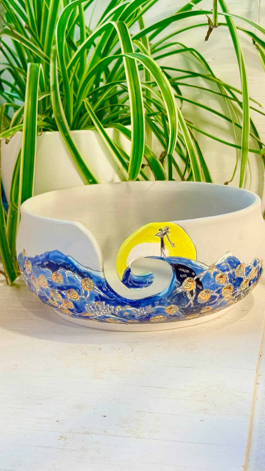 Nightmare Before Christmas yarn bowl before final firing